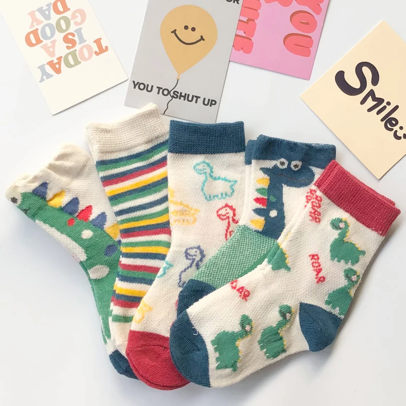 Spring and Summer Boys' Mesh Socks Summer Little Boys' Children's Cartoon Dinosaur Cotton Socks 1-12 Years Old 3