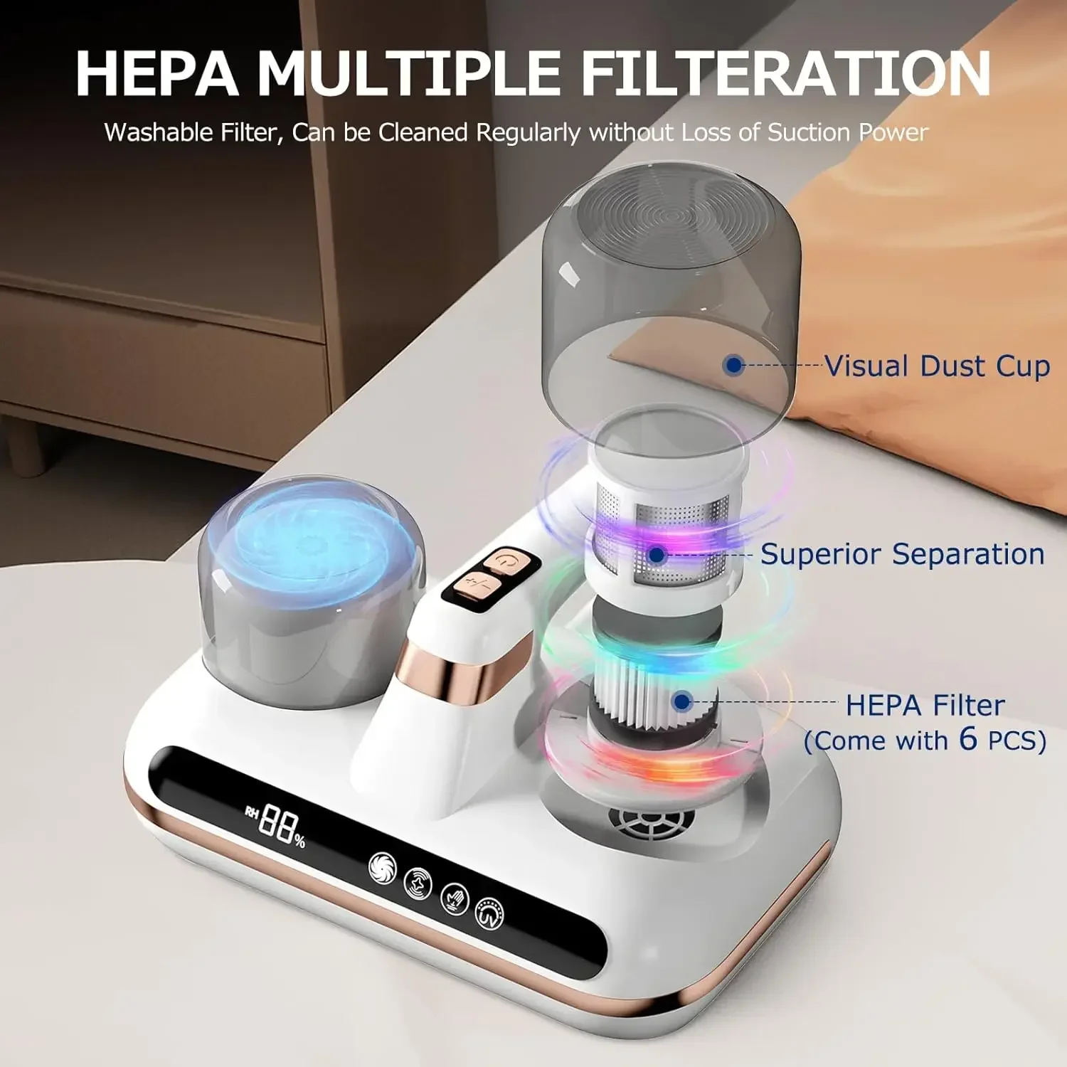 16 UV Mite Remover New Mattress Vacuum Cordless Handheld Cleaner Powerful Suction for Cleaning Bed Pillows Clothes Sofa 2