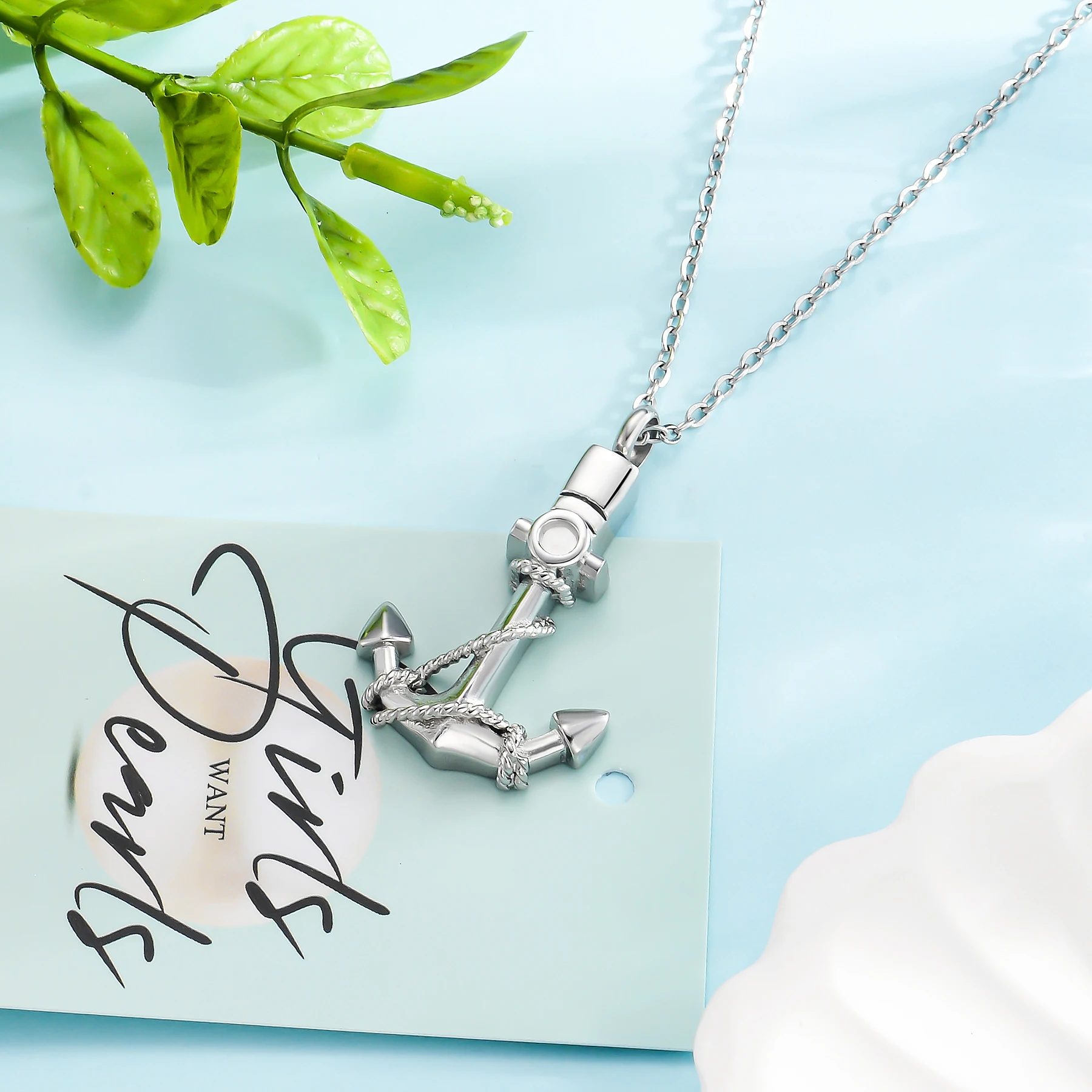 Navigation Keepsake Jewelry Stainless Steel Anchor Cremation Urn Pendant Necklace For Ashes Navy Friendship Gift 6