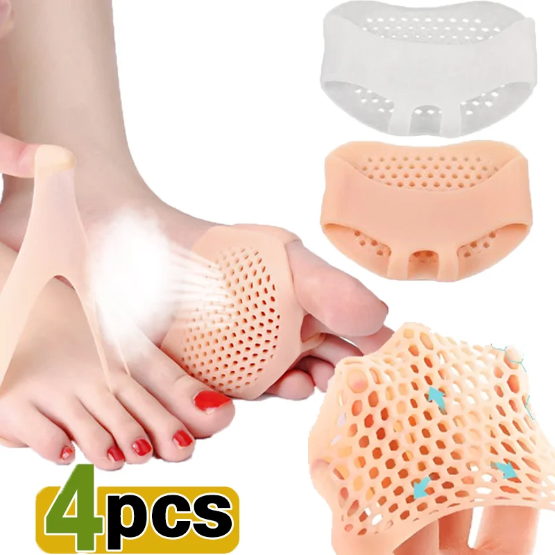 

4PCS Silicone Forefoot Pads Pain Relief High Heels Half Insoles for Women Foot Protector Toe Separator Cushion Pads Shoes Pad