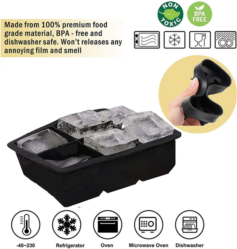Grid Big Ice Food Mold Giant Jumbo Large Food Grade Silicone Ice Cube Square Tray Mold DIY Maker Cube Tray silicone ice cube maker,ice maker