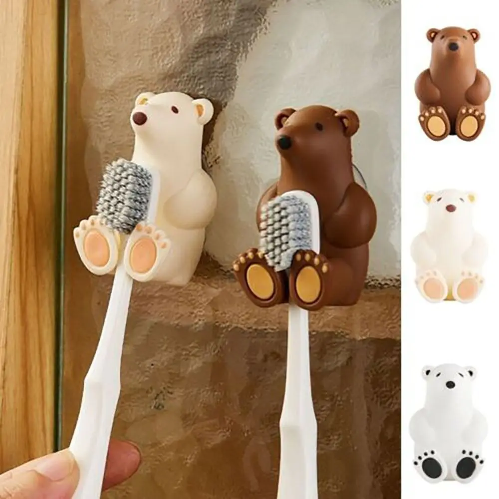 Suction Cup Bear Toothbrush Holder Punch-free Wall Mounted Toothbrush ...