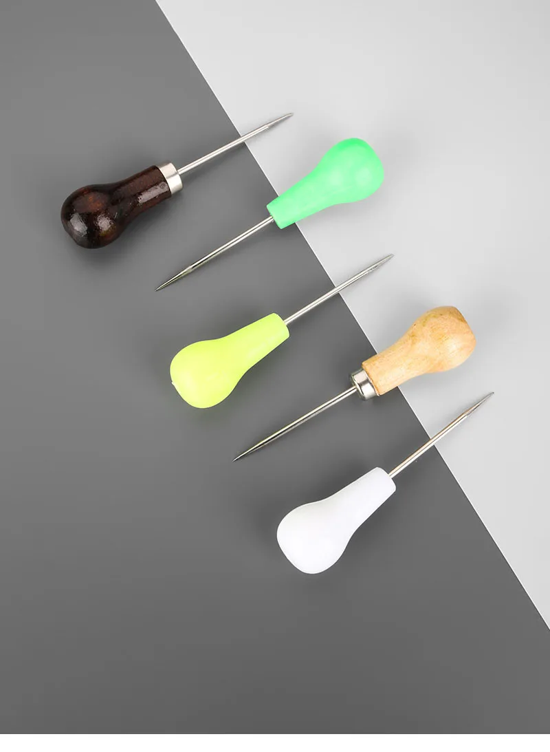 Description Picture 4 of itemHulu Wooden Handle Hook Awl Tool Handmade Stitch Leather Shoe Repair Sewing Needle DIY Craft Stitching Punching Hole Accessories