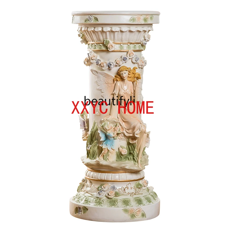 

Living Room European Style Roman Column Flowerpot Decoration Large Floor Flower Stand Base Window Display