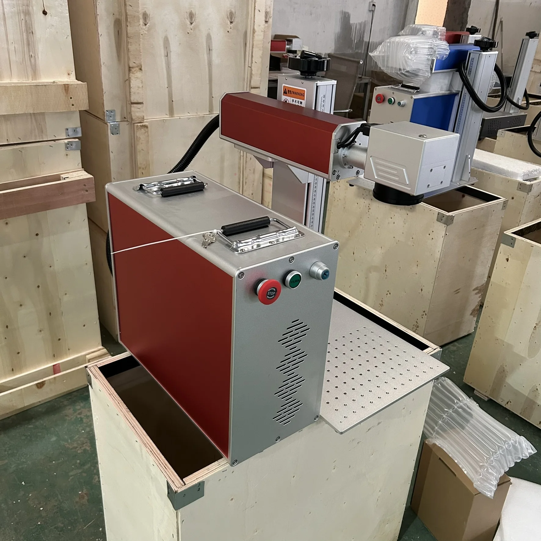 JPT or Raycus 20w 30w 50w 60W 70w 100w fiber laser marking machine with D80 rotary