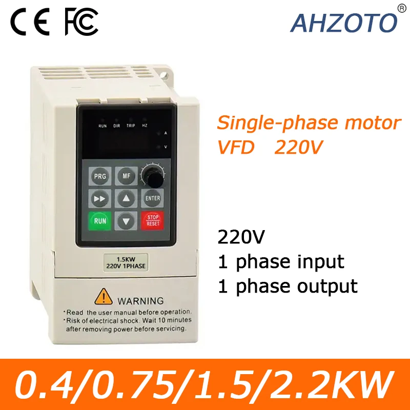 1PH 220V VFD 0.4KW 0.75KW 1.5KW 2.2KW Input 1PH Output 220V Single-phase Submersible Pump Speed AC Drive Frequency Regulator