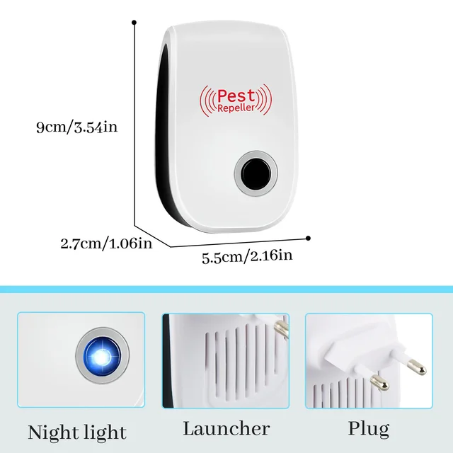 2-8PCS Plug Electric Ultrasonic Pest Repeller Anti Mosquito Rodent Control Indoor Bug Cockroach Insect Killer Zapper Repellent 6