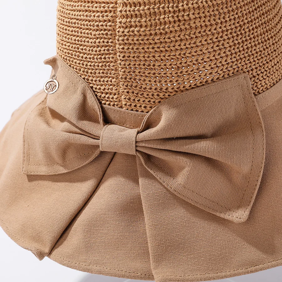 female bucket hat COKK Summer Hats For Women Sun Hat Ladies Big Wide Brim Fashion Breathable Linen Top Cloth Fisherman Hat Female Gorro Bob Cap blue bucket hat