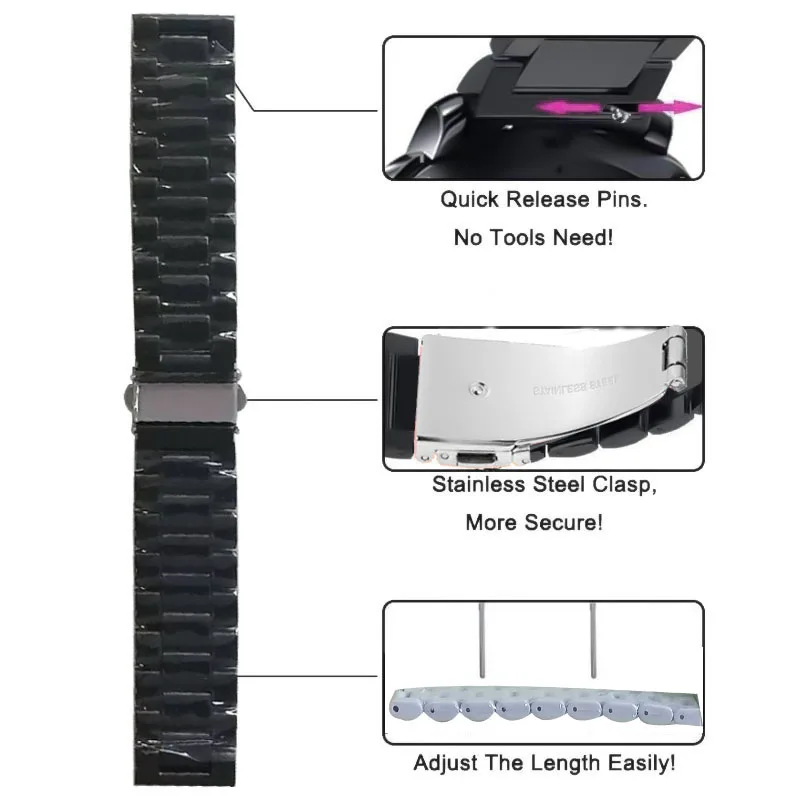Elegant Smartwatch Replacement Band - 20mm/22mm Adjustable Bracelet