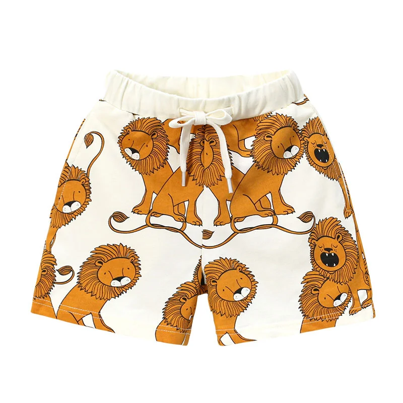 Jumping Meters Summer Lions Print Boys Shorts Drawstring Cotton Hot Selling Animals Toddler Kids Short Pants
