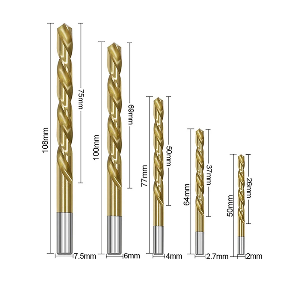 Mèches hélicoïdales à tige droite HSS 3.2-8.7mm, outil électrique pour perceuse électrique, travail de calcul, accessoires de menuiserie, 5 pièces