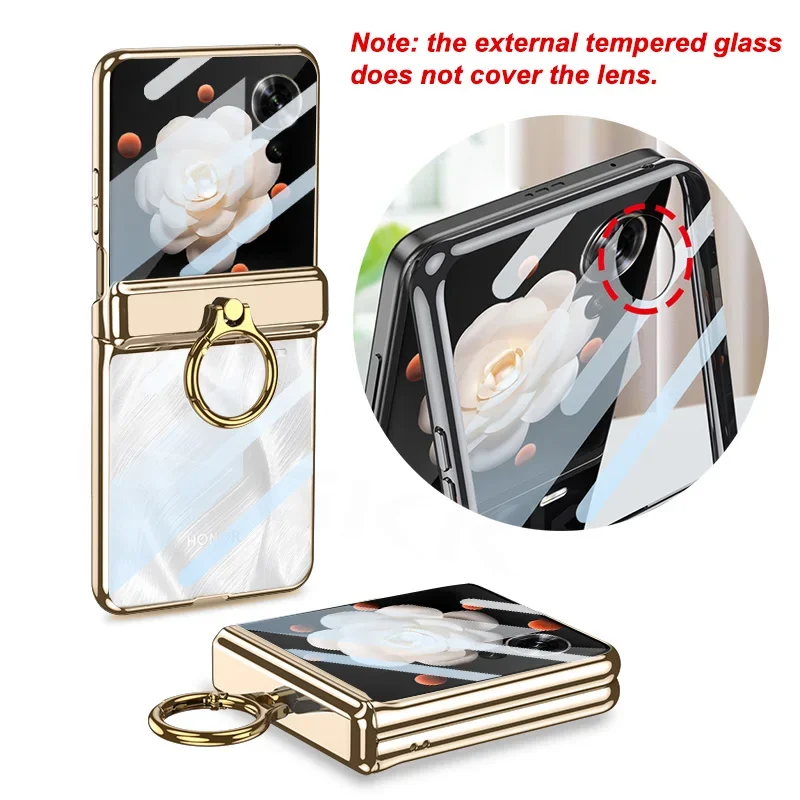 Luxury Plated Magnetic Hinge Case with Screen Protector and Ring Holder
