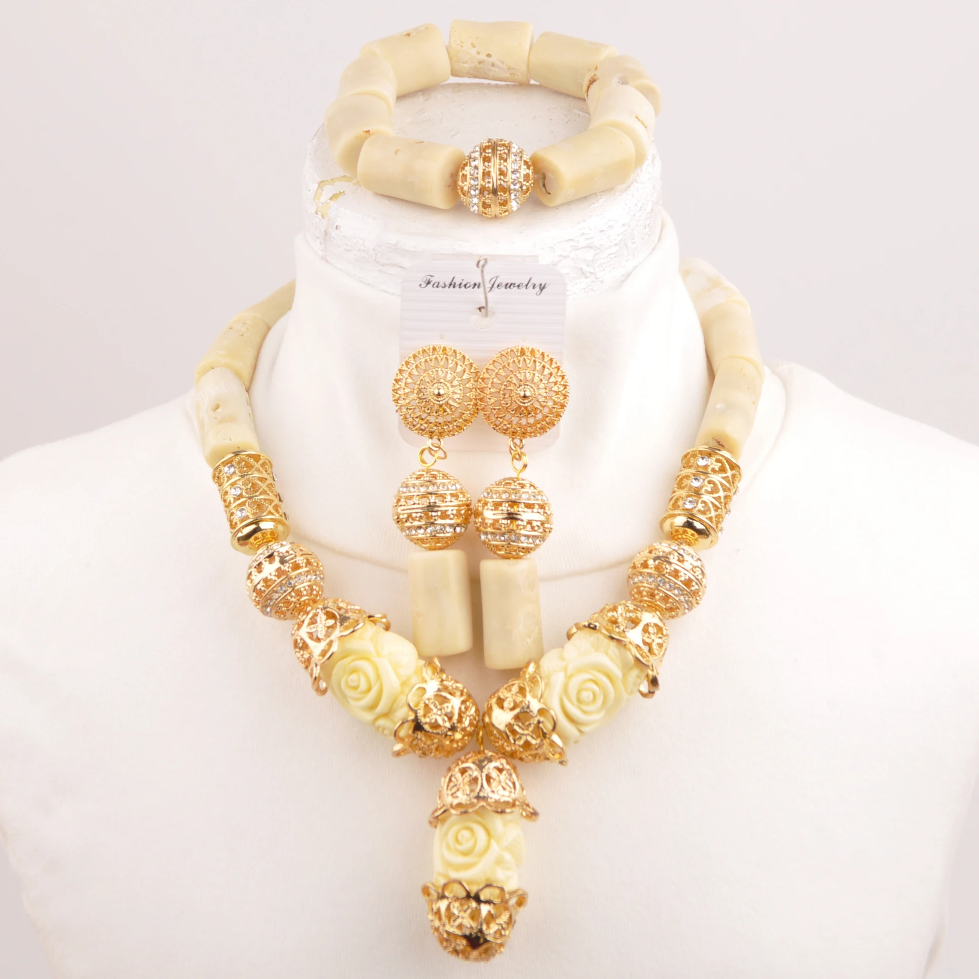 

Original White Coral Jewelry Set Nigerian Wedding Necklace African Jewelry Set