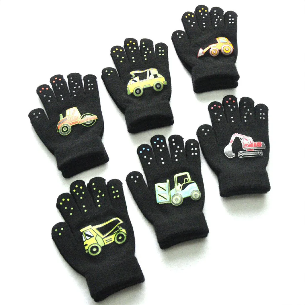 1 Pair Warm Kids Gloves Cartoon Style Child Finger Cover for Winter Wearing