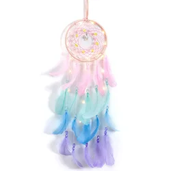 Nordic Style Dreamcatcher Wind Chimes (Pink with light)