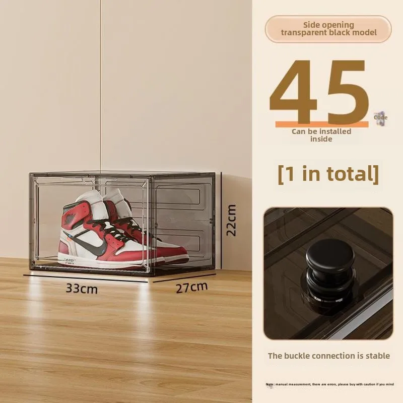 Transparent AJ Shoe Box Stackable Storage Box High-top Dustproof Shoes Organizers Rack with Flower Fragrance and Magnetic Snap