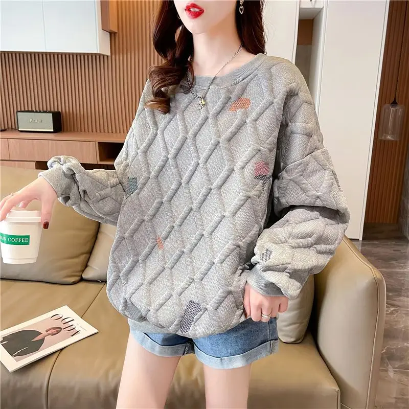 

Sweater Women's Spring and Autumn New Loose Jacquard Western Style Leisure plus Size Anti-Aging Pullover Top