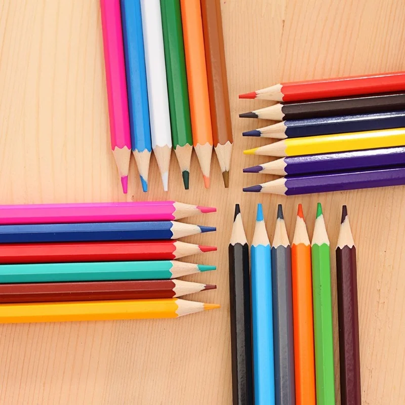 12/24 Color Kawaii Color Pencils Cute Wooden Colored Pencil Set Wood Color Pencil for Kid School Graffiti Drawing Painting