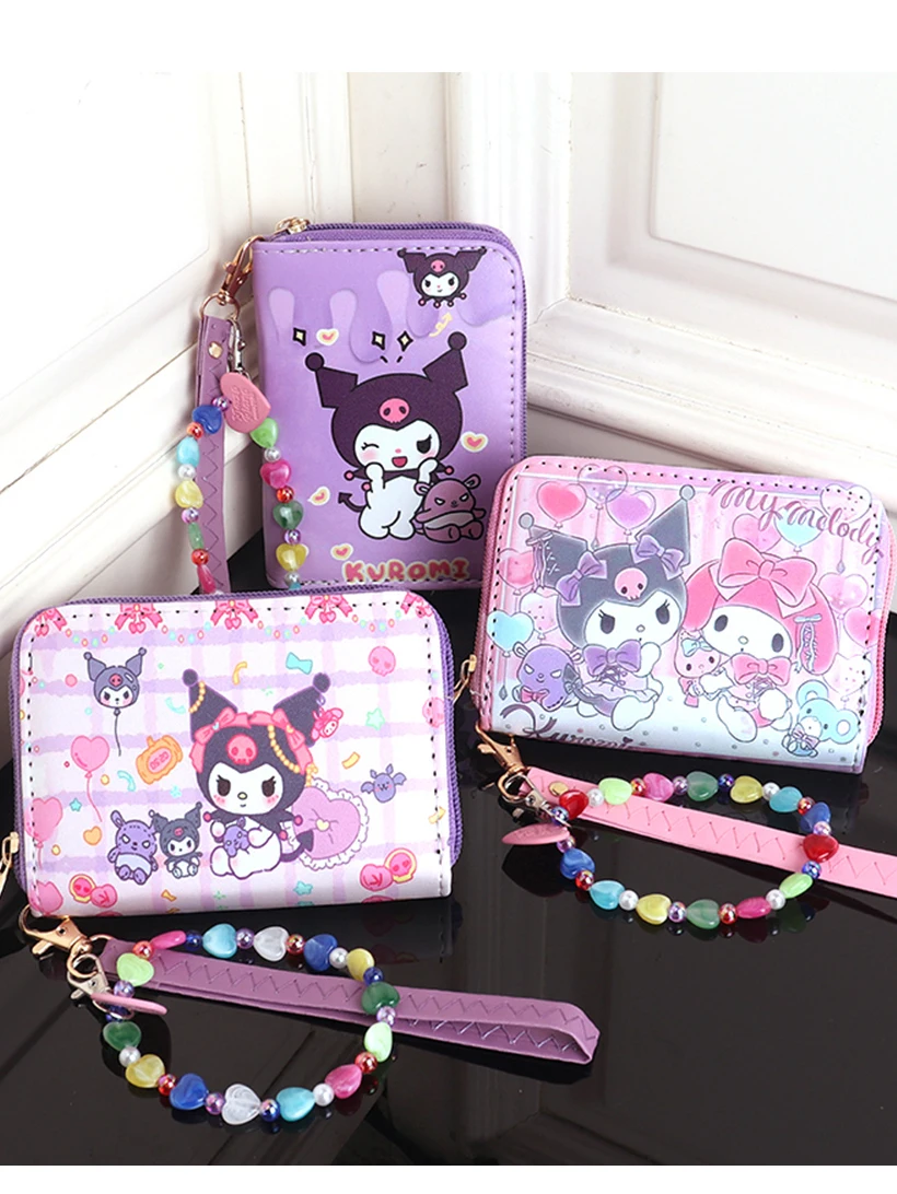 

Милый детский кошелек Zero Kuromi Cinnamoroll My Melody Sanrio, новинка, ПУ, Повседневная сумка для денег, кошелек для монет, держатель для карт, кошелек