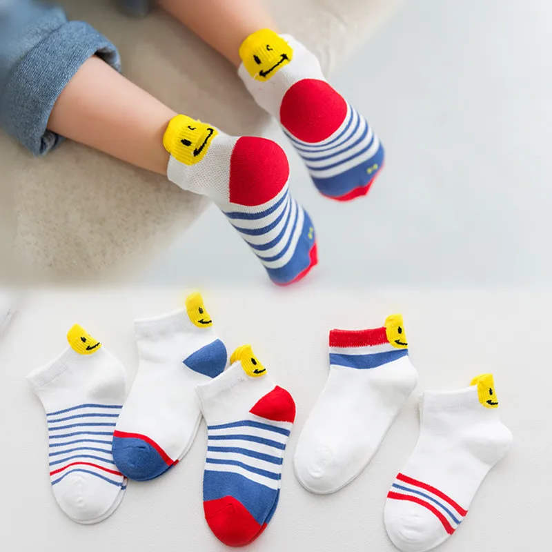 Cotton Socks Baby Socks 5 Pairs Smiley Socks Kids Cotton