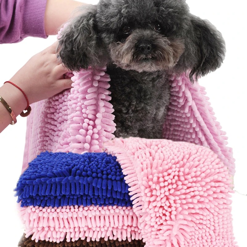 Pet Soft Bath Towel Dog Cat Chenille Super Absorbent Dog Towel Quick Drying Soft Thick Safe Breathable Puppy Pet Bath