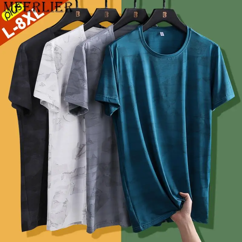 

Free Ship T-Shirts Men Summer Tshirt Male Plus Size 6XL 7XL 8XL Camping Tee Shirt Short Sleeve Ice Cool Top Tees Man's Clothing