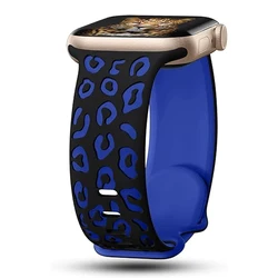 Custom Engraved Silicone Strap for 38 40 41mm S10-42mm (Black blue)