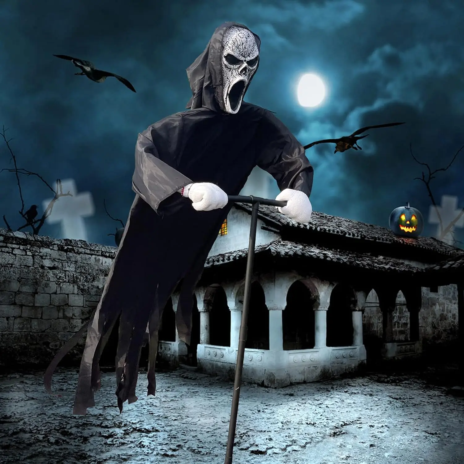 

ZK40 Хэллоуин крик пугал креативное ужасное наружное украшение висячее лицо гостя пугалка пугающий двор уличное украшение