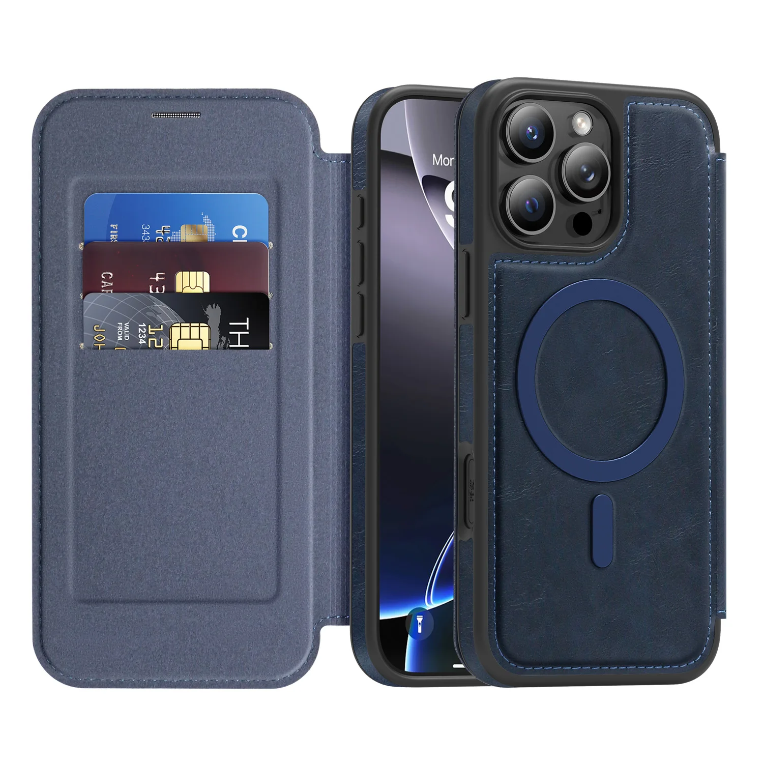 Magsafe Leather Wallet Case with Magnetic Wireless Charging and Credit Card Holder