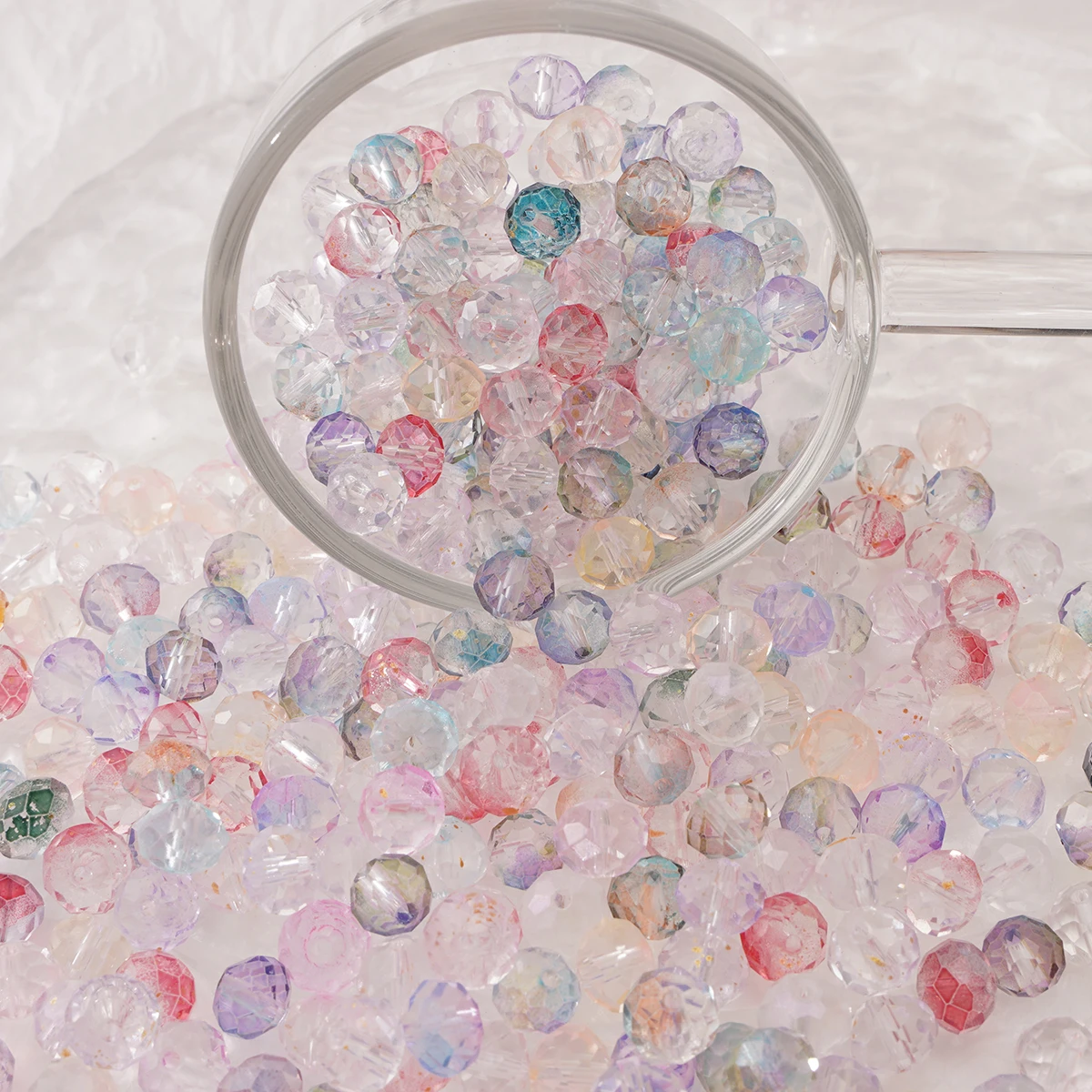 50 Stück Glas geschliffene Oberfläche, bunte Diamant-Kristallperlen, einzigartige verstreute Perlen, handgefertigte DIY-Materialien, Zubehör