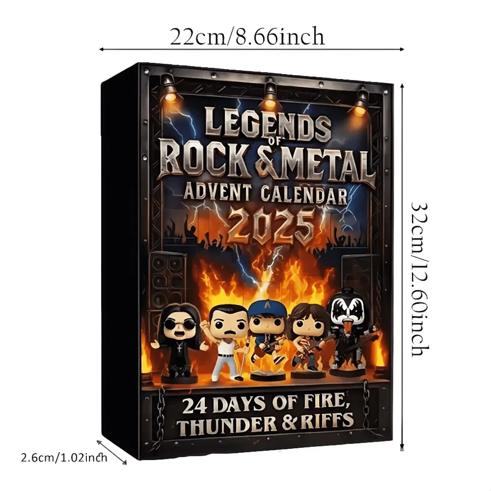 Rock and Metal Advent Calendar 2D& Flat Acrylic Iconic Music Character Series Suitable Gift for Rock and Metal Fans