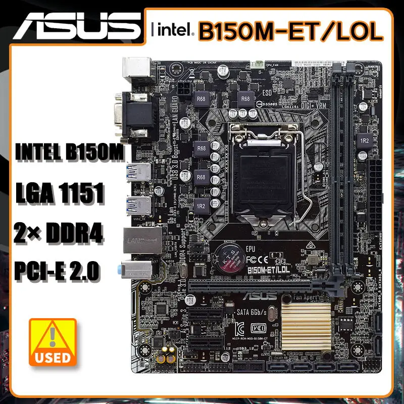 

ASUS B150M-ET/LOL LGA 1151 Motherboard DDR4 Motherboard1151 intel B150M USB3.0 SATA 6Gb/s VGA DVI ATX For Core i7i5i3 cpus