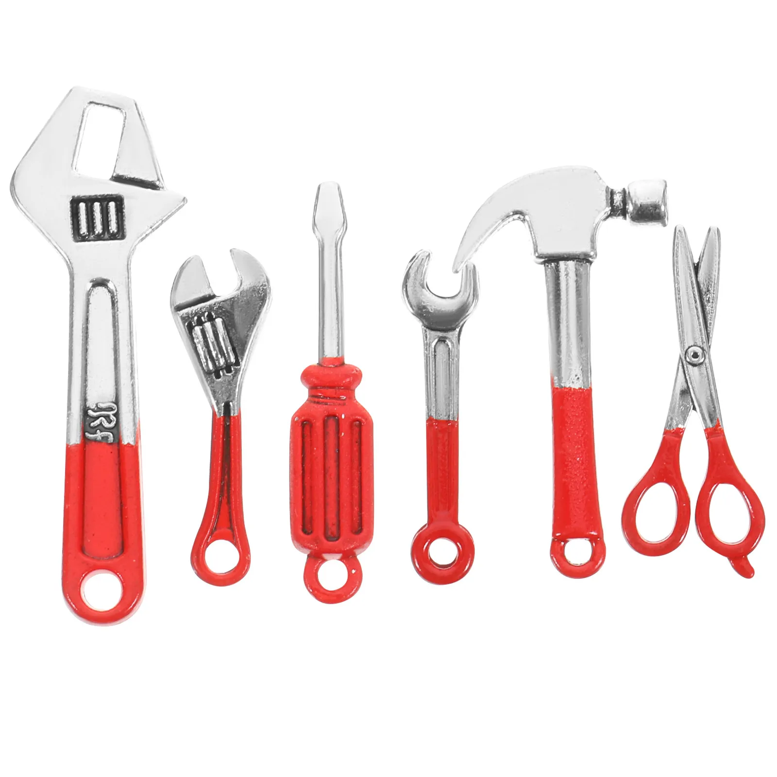6Pcs 미니 도구 세트 합금 미니어처 수리 도구 장면 장식 사진을위한 휴대용 경량 미니 하우스 액세서리