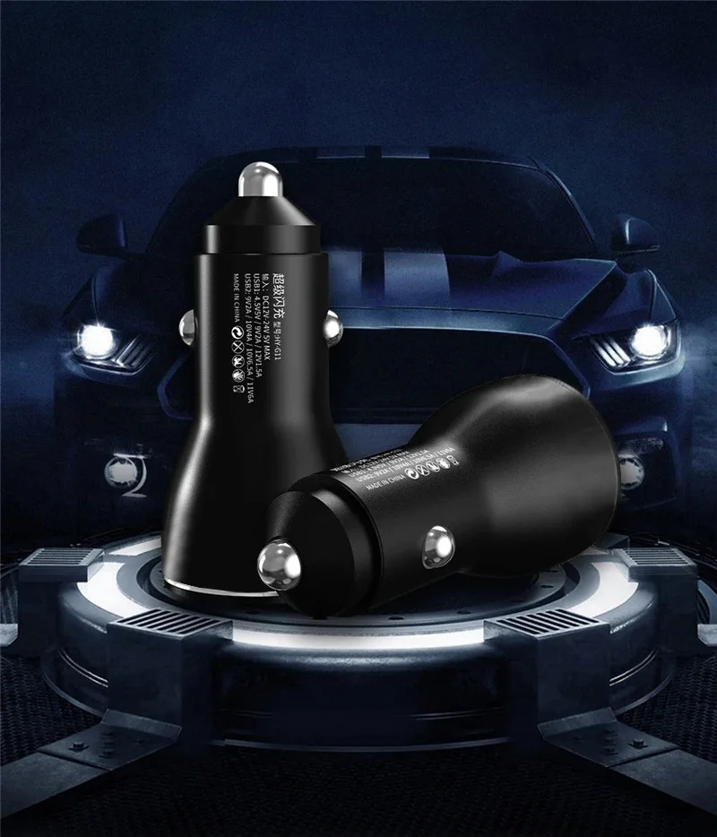 Dual Ports 120W Super Fast Car Charger with 12A Cable