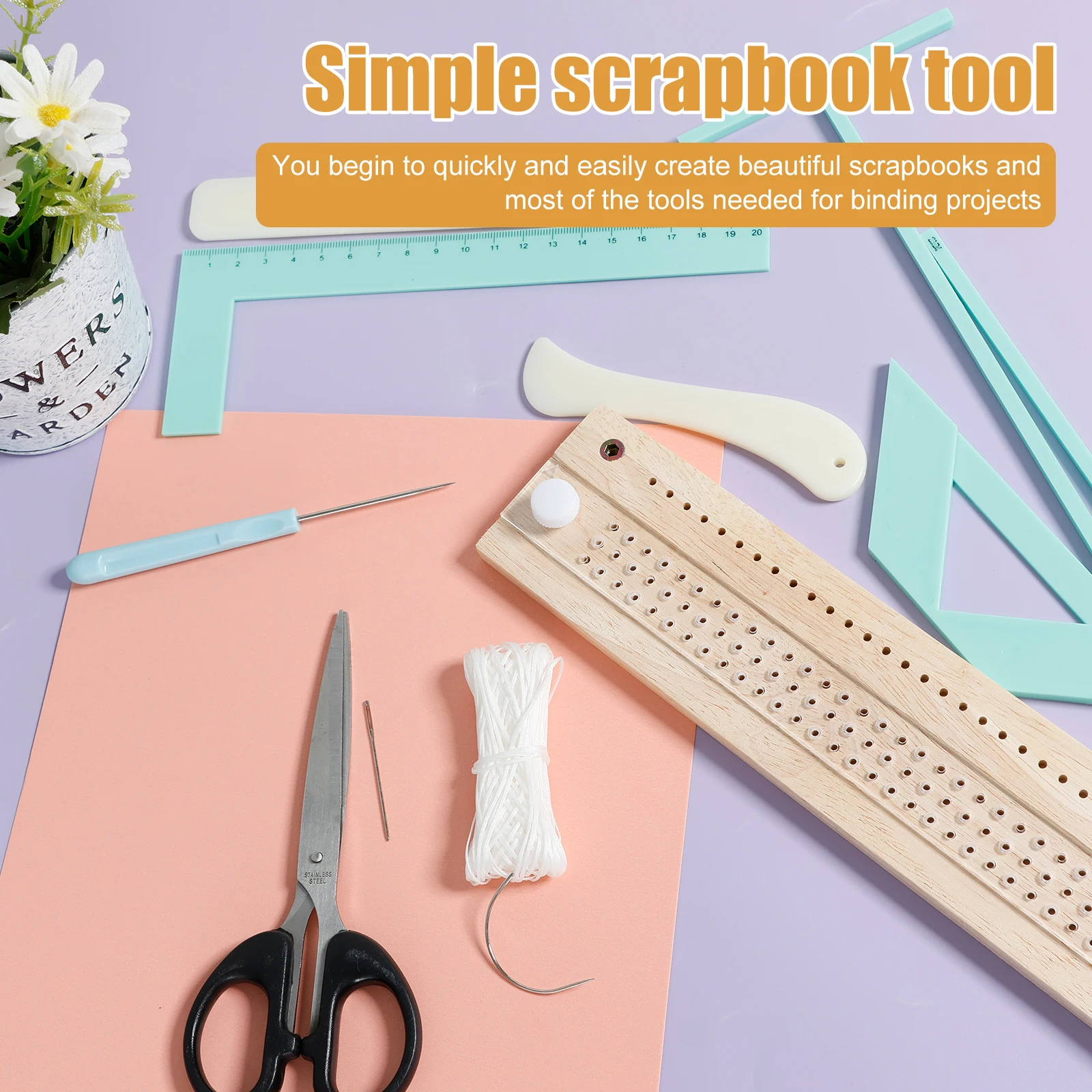 Scrapbooking Tools Book Binding Kit Beginner Starter Notebook DIY Craft Complete Bookbinding Ruler Templates Plastic Cover