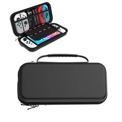 Protective Hard Shell Carrying Case for Nintendo Switch OLED with Game Storage (Black)