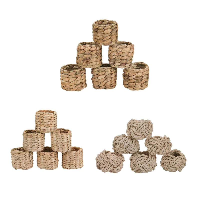 

6Pcs Woven Napkin Rings,Handmade Braided Grass Napkin Ring,Natural Napkin Buckle For Dinning Table,Holiday,Party Decor