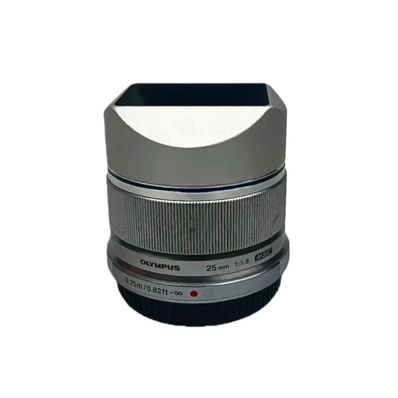 OLYMPUS シルバー 単焦点レンズ レンズフード付き　25mm Lens Hood Fit for OM SYSTEM 25mm F/1.8 II or Olympus M.Zuiko