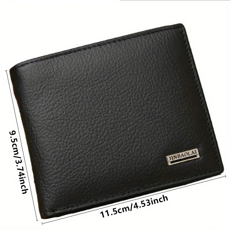 Premium Genuine Leather Men's Wallet - Short Black Wallet Portefeuille Homme