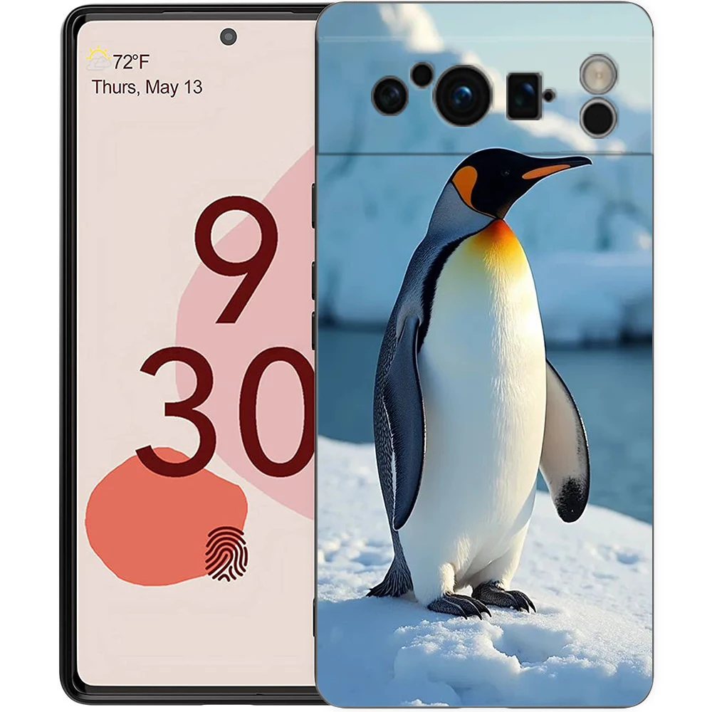 Adorable Penguin Kawaii Soft TPU Bumper Phone Case - Black Cover