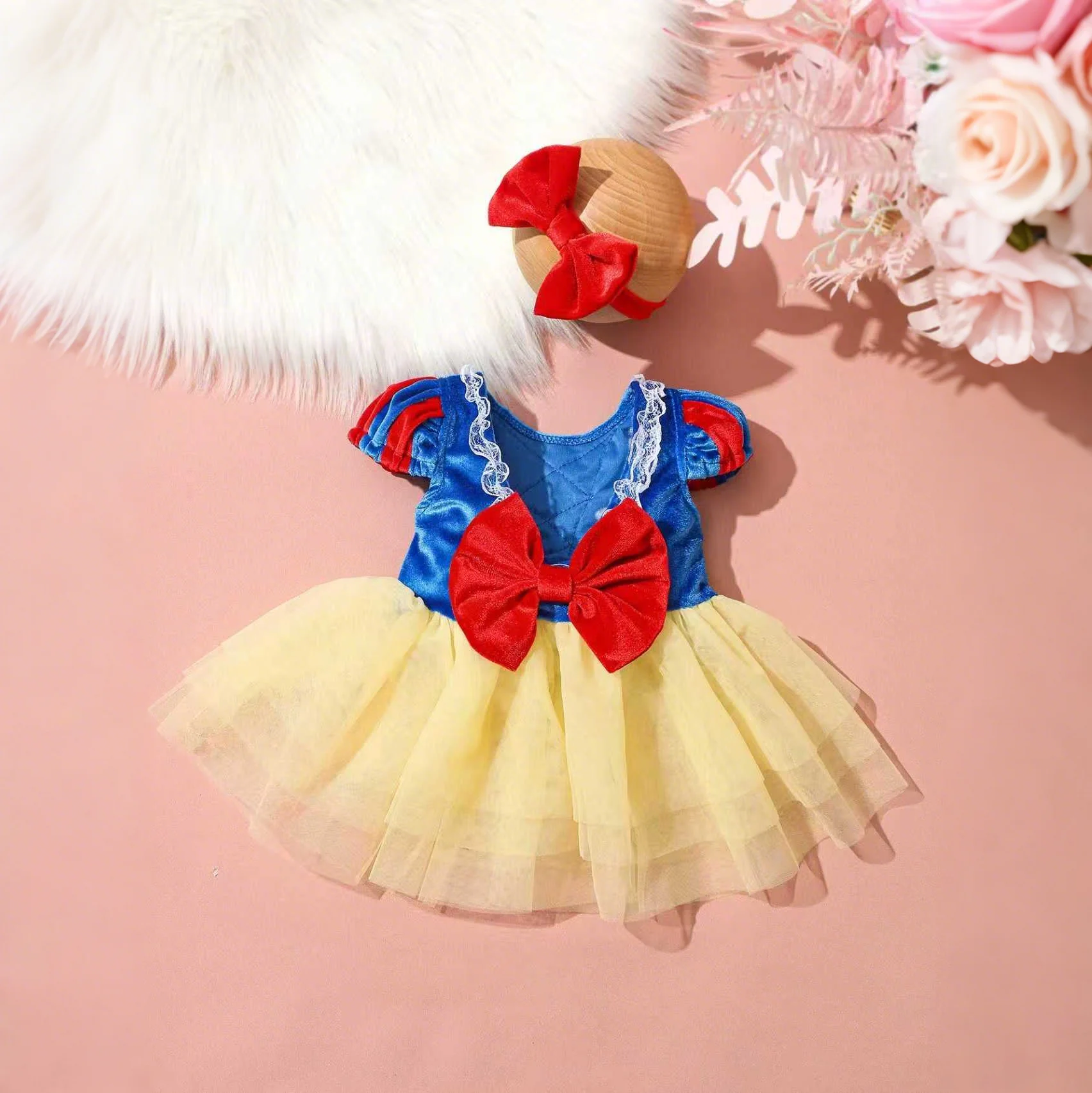 Neugeborenes Tüll-Prinzessinnenkleid mit Schleife und Stirnband, Neugeborenes Mädchen, Fotoshooting-Outfits, 1 Monat, 100-Tage-Baby-Foto-Requisiten – Detail 14