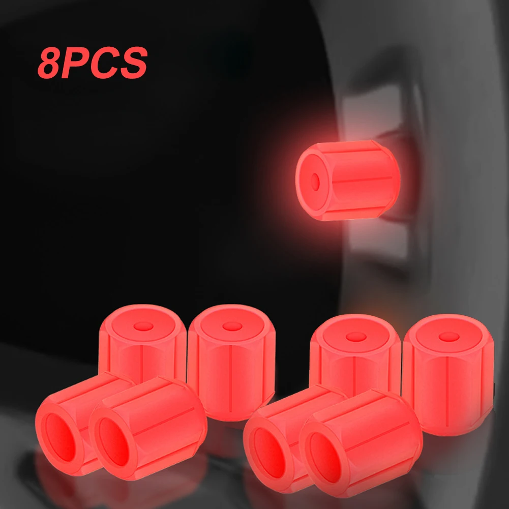 4PCS Luminous Tire Valve Stem Cap Glow In The Dark Plastic Valve Caps Stem Cover Waterproof for Cars Motorcycles Bicycles