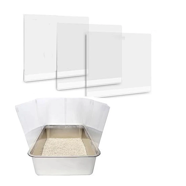 ABKW-Cat Litter Box Pee Shields, High Sided Litter Box Splash Guard, Seamless Urine Leakage Enclosure For Open Top Litter Pan
