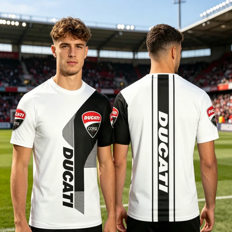 2026 Neues 3D-gedrucktes T-Shirt, lässiges Kurzarm-Streetwear-Outdoor-Rennanzug-Oberteil Ducati Panigale Motorrad – Eltern-Kind