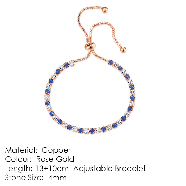 Luxury Adjustable Tennis Bracelets For Women Christmas Gift Rainbow Zircon Rose Gold Color Chain Jewelry Korean H056