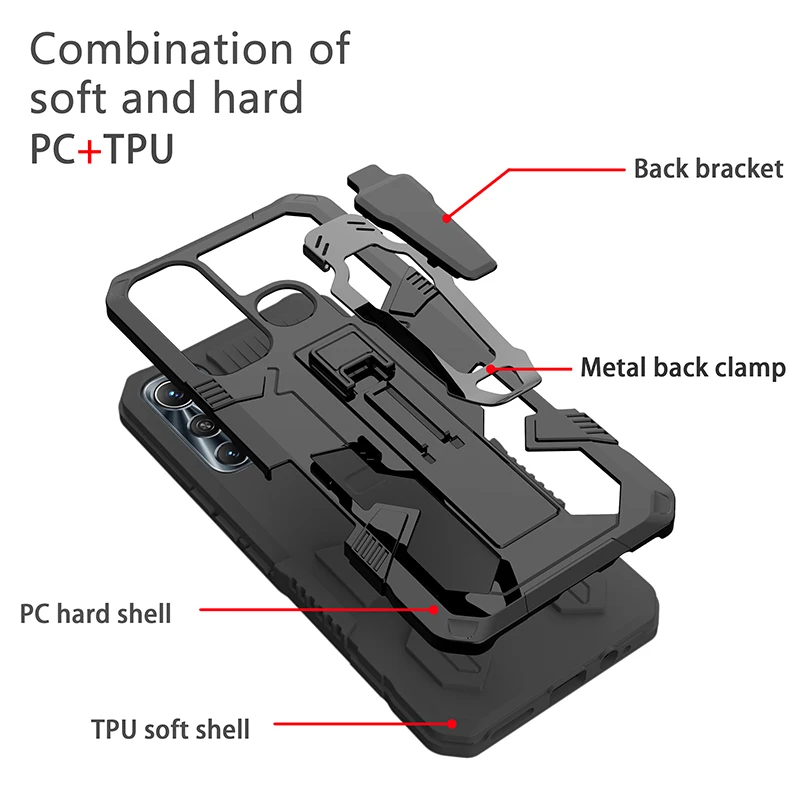 Durable Shockproof Armor Case with Belt Clip & Concealed Bracket