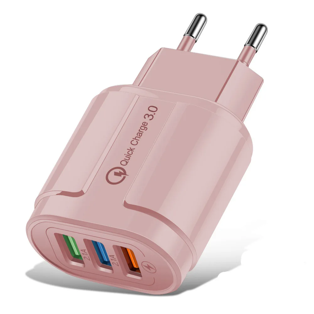Mobile Phone Charger USB 2A 3 Ports Quick Charge Fast Charging iPhone Samsung Xiaomi Huawei Tablet Wall Adapter
