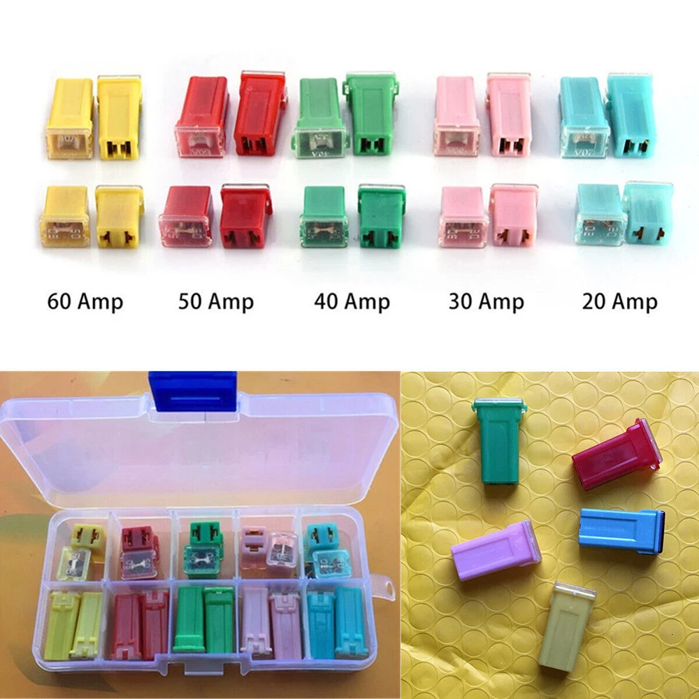 20 Stück JCase Boxförmiges Mini-Sicherungsset für Autos, quadratisch, Kfz-Zubehör, geeignet für 20A 30A 40A 50A 60A – Detail 3