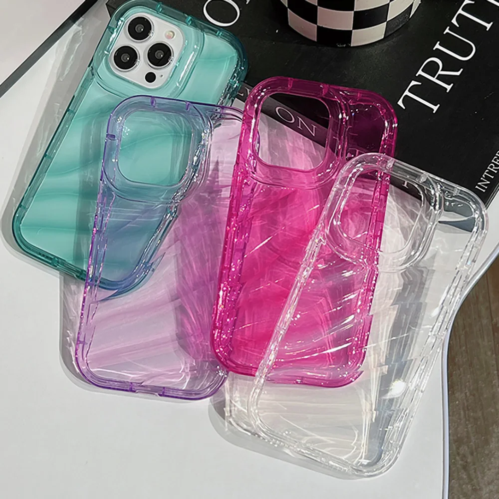 Soft Candy Transparent Wavy Texture Case For iPhone 17 16 15 14 13 12 11 Pro Max XS XR 8 7 Plus Silicone Shockproof Bumper Cover 2
