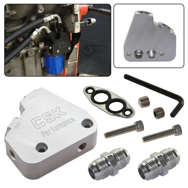 

GM LSX Oil Cooler Adapter Silver Fits for Corvette C5 C6 C7 LS1 LS2 LS3 LSX Cadillac CTS-V LS1 Camaro & Firebird